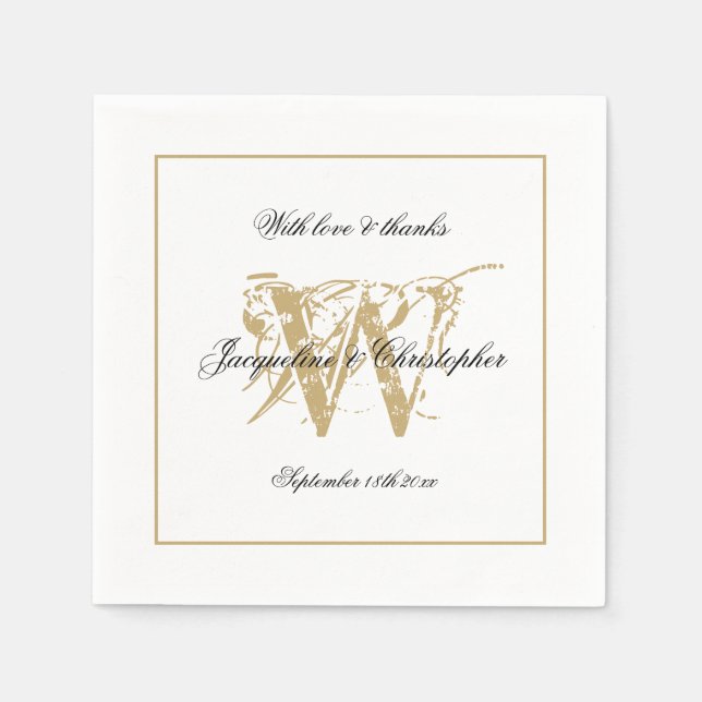 Wedding Elegant Monogram Classic Vintage Chic  Napkins (Front)