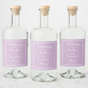 Wedding Elegant Personalized Names Chic Lilac Liquor Bottle Label