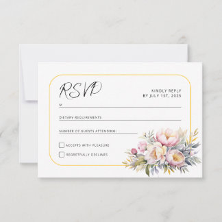 Wedding elegant pink peonies RSVP Card