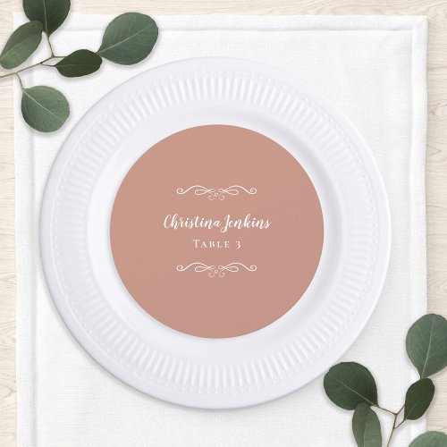 Wedding Elegant Rose Gold Round Guest Place Card