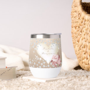 Wedding Elegant Rose Gold  Thermal Wine Tumbler