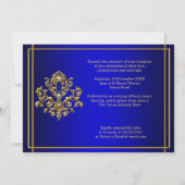 Wedding Elegant Royal Blue Gold Jewel Invitation (Back)