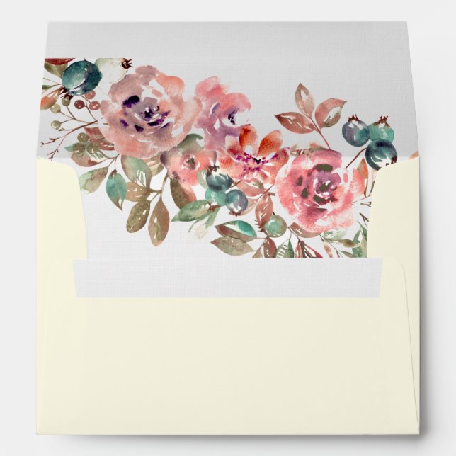 Wedding elegant rustic dusty pink floral envelope (Back (Bottom))