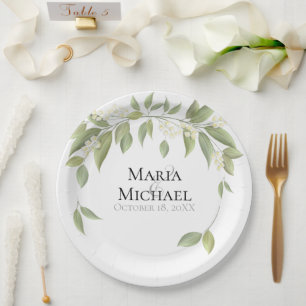 Wedding Elegant Rustic Eucalyptus Botanical Paper Plates