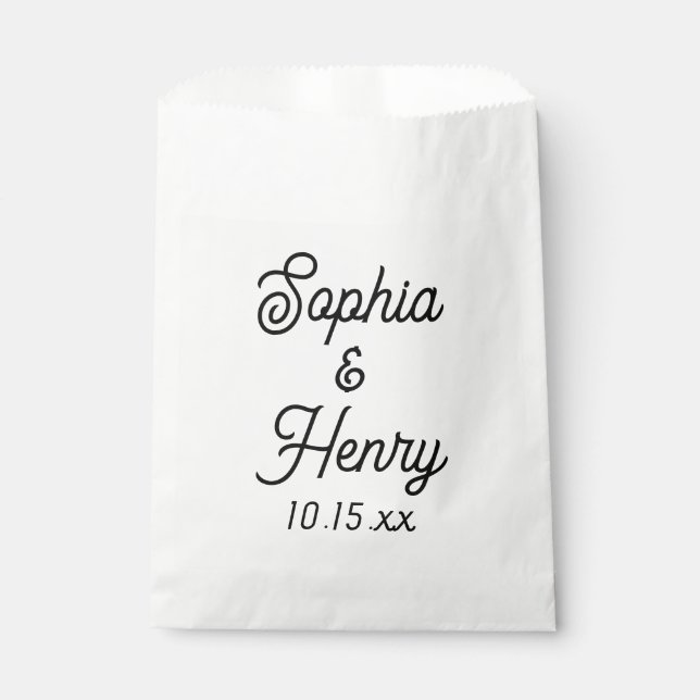 Wedding Elegant Script Black Modern Typography Favor Bag (Front)