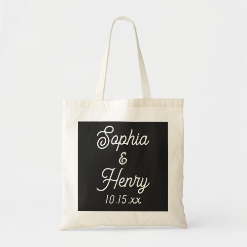 Wedding Elegant Script Black Modern Typography Tote Bag
