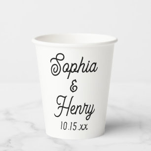 Wedding Elegant Script Black Typography Paper Cups