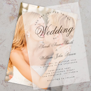 Wedding Elegant Script Calligraphy Translucent Vellum Invitations