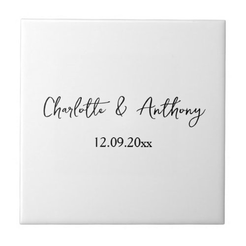 Wedding Elegant Script Creative Black White Ceramic Tile