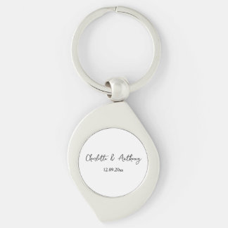 Wedding Elegant Script Creative Black White Keychain