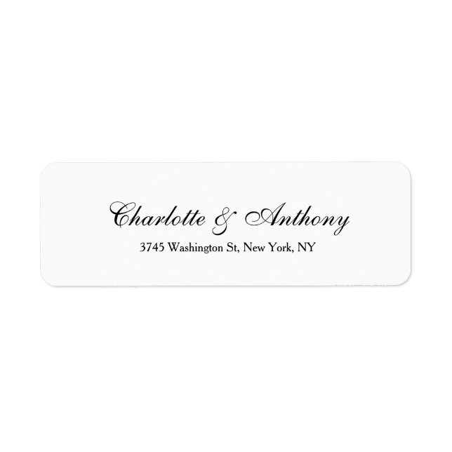 Wedding Elegant Script Creative Black White Label (Front)