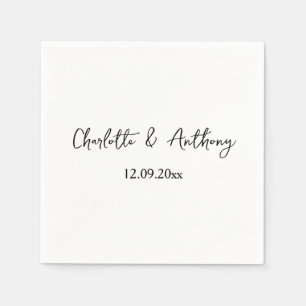 Wedding Elegant Script Creative Black White Napkins