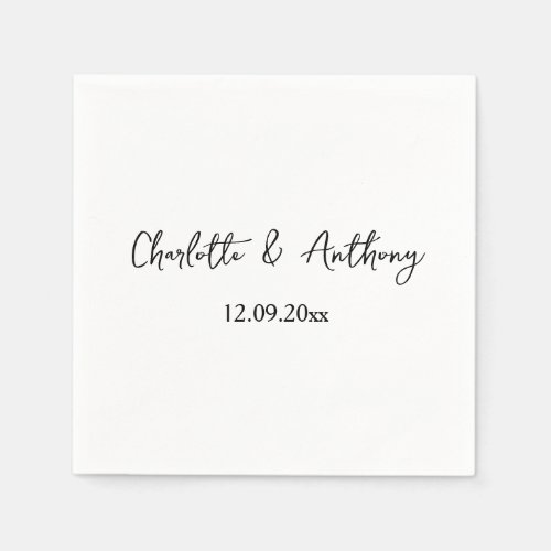 Wedding Elegant Script Creative Black White Napkins