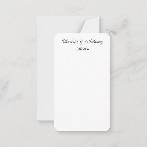 Wedding Elegant Script Creative Black White Note Card