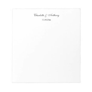 Wedding Elegant Script Creative Black White Notepad