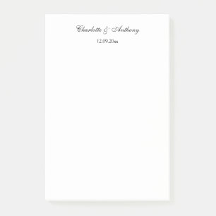 Wedding Elegant Script Creative Black White Post-it Notes