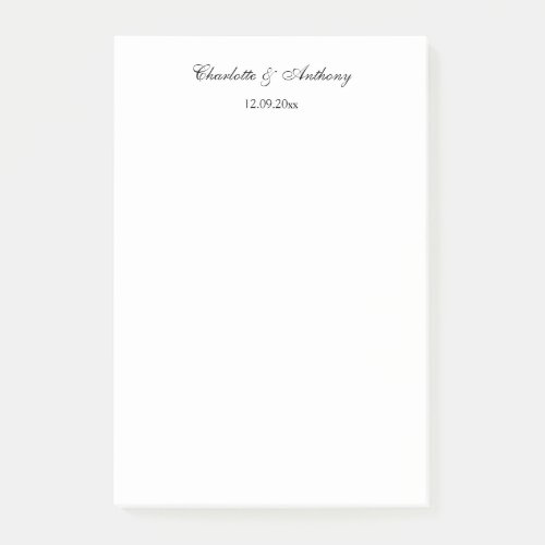 Wedding Elegant Script Creative Black White Post_it Notes