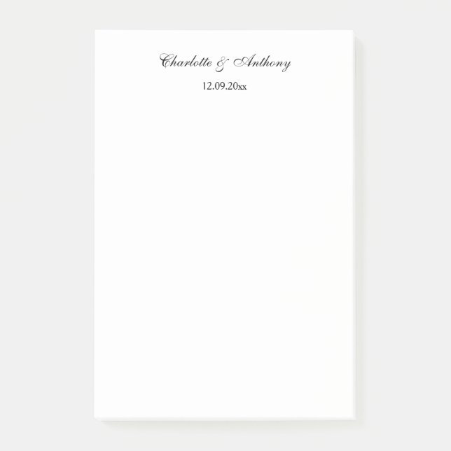 Wedding Elegant Script Creative Black White Post-it Notes (Front)
