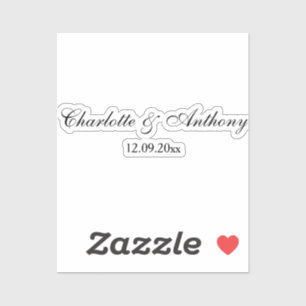 Wedding Elegant Script Creative Black White Sticker