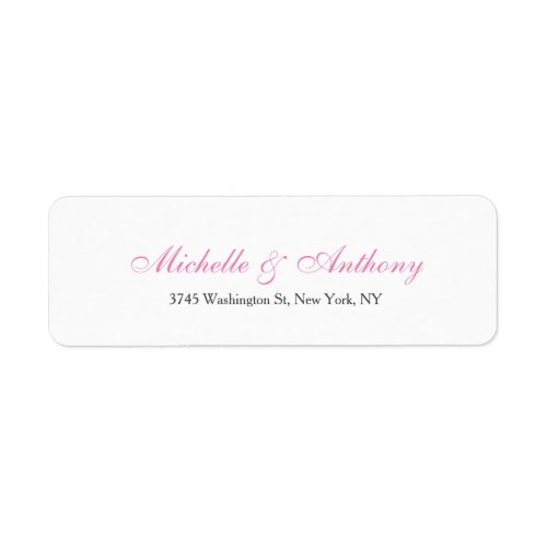 Wedding Elegant Script Creative Pink White Label