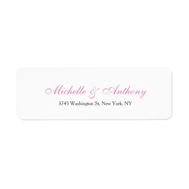 Wedding Elegant Script Creative Pink White Label (Front)
