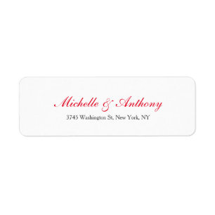 Wedding Elegant Script Creative Red White Label