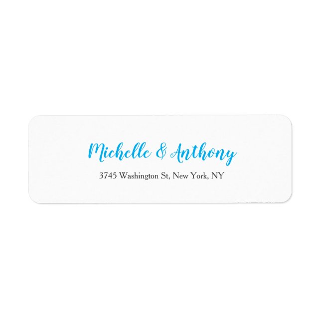 Wedding Elegant Script Creative Sky Blue White Label (Front)