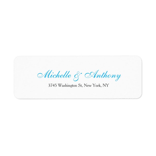 Wedding Elegant Script Creative Sky Blue White Label (Front)