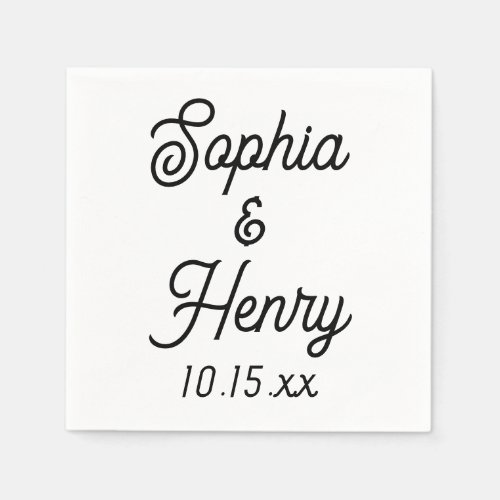 Wedding Elegant Script Modern Typography Black Napkins