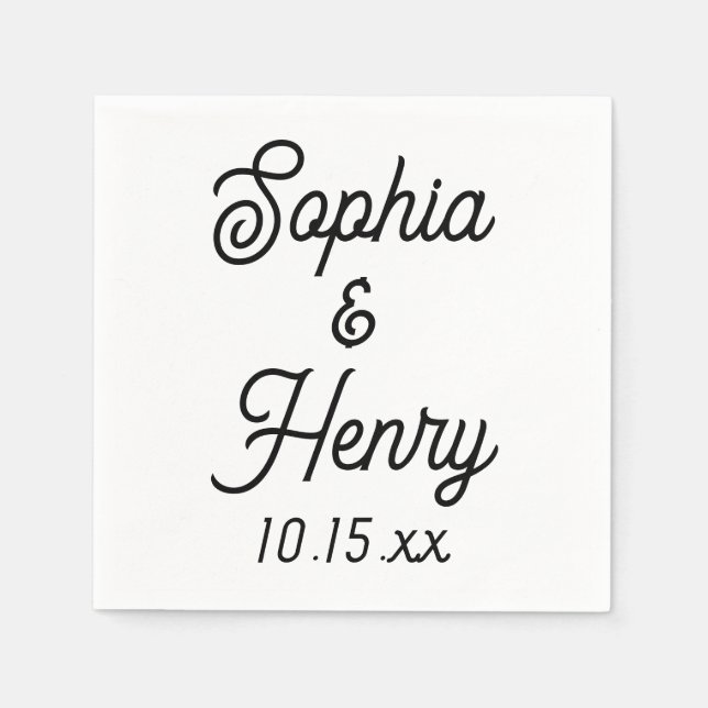 Wedding Elegant Script Modern Typography Black Napkins (Front)