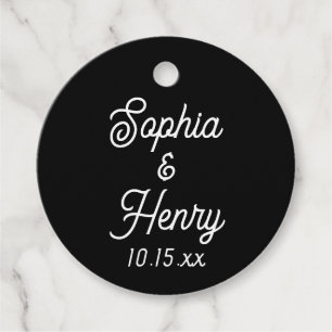 Wedding Elegant Script Typography Black and White Favor Tags