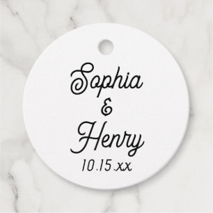 Wedding Elegant Script Typography Black and White Favor Tags