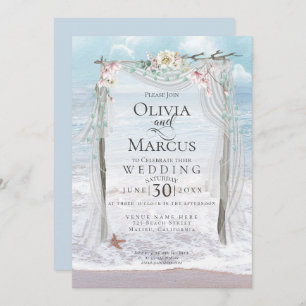 Wedding Elegant Seaside Driftwood Tulle Arbor Invitation