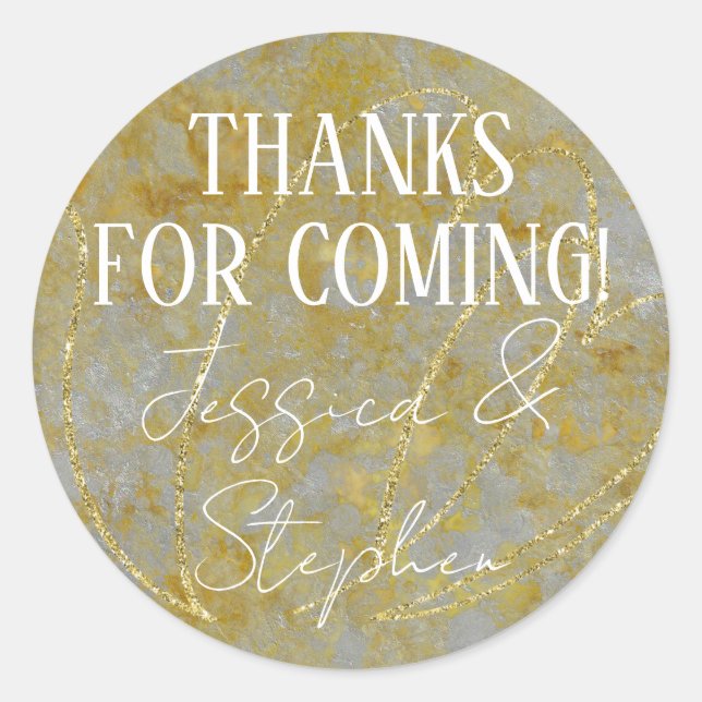 Wedding Elegant Silver Lining Classic Round Sticker (Front)