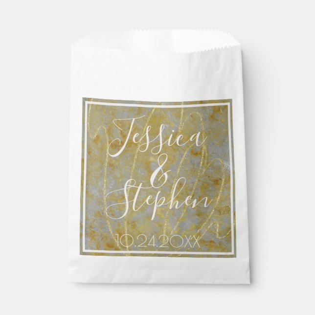 Wedding Elegant Silver Lining Party Favor Bags (Front)