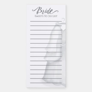 Wedding Elegant Vintage Dress Bride To Do List Magnetic Notepad