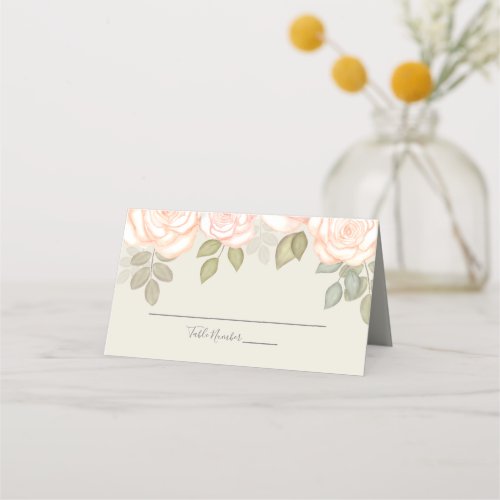 Wedding Elegant Watercolor Floral Table Number Place Card
