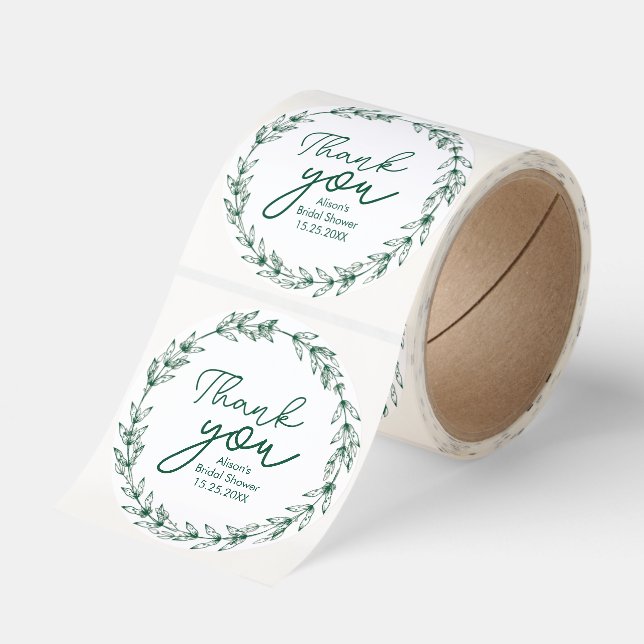 Wedding Elegant Watercolor Greenery Leaves Classic Round Sticker (Roll)