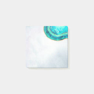 Wedding Elegant Watercolor Teal & Gold Geode Slice Post-it Notes