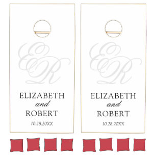 Wedding Elegant White Couple Monogram Cornhole Set