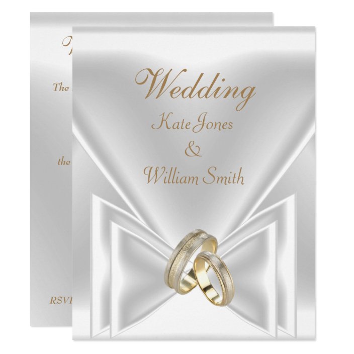  Wedding  Elegant White Gold Rings  Invitation  Zazzle com