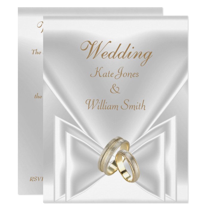 Wedding Elegant White Gold Rings Invitation