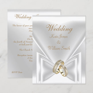 Wedding Elegant White Gold Rings Invitation