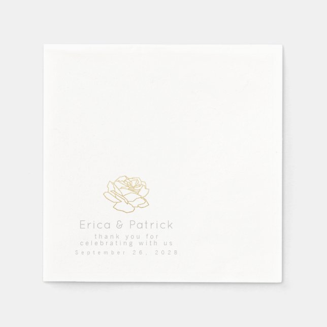 Wedding Elegantly Printed White Napkins (Front)
