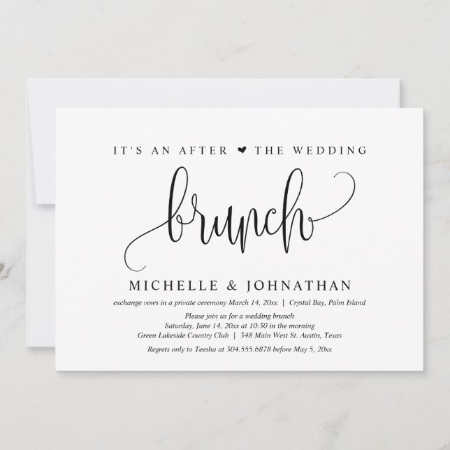 Wedding Elopement, After The Wedding Brunch Invitation (Front)