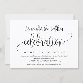 Wedding Elopement, After The wedding Celebration Invitation | Zazzle