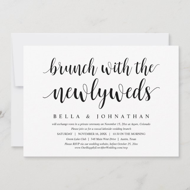 Wedding Elopement, Brunch With The Newlyweds Invit Invitation (Front)