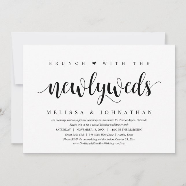 Wedding Elopement, Brunch With The Newlyweds Invitation (Front)