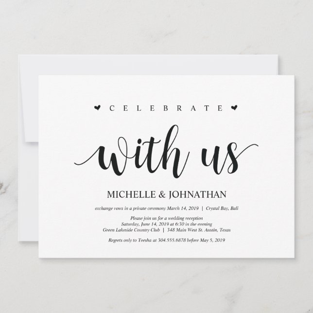 Wedding Elopement, celebrate with us Invites (Front)
