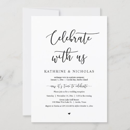 Wedding Elopement Celebrate with us Romantic  Invitation
